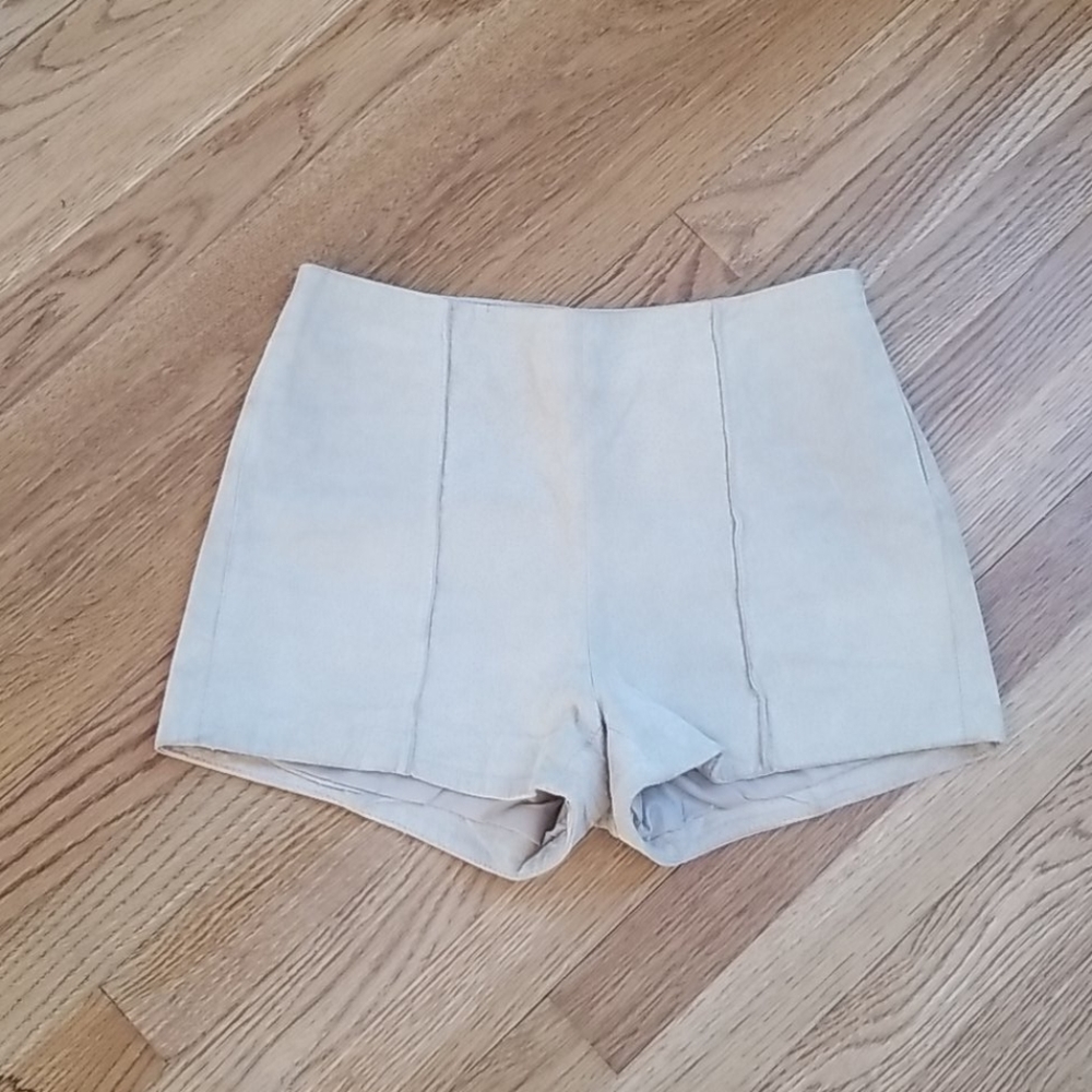Faux Suede Pintuck Short